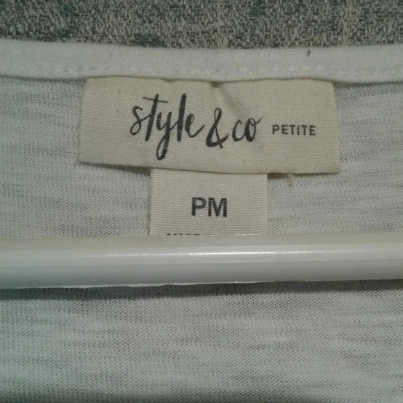 Style & Co  Women's White Cotton Blouse Bell Flared Sleeve Embroidered PM Petite - Picture 6 of 8